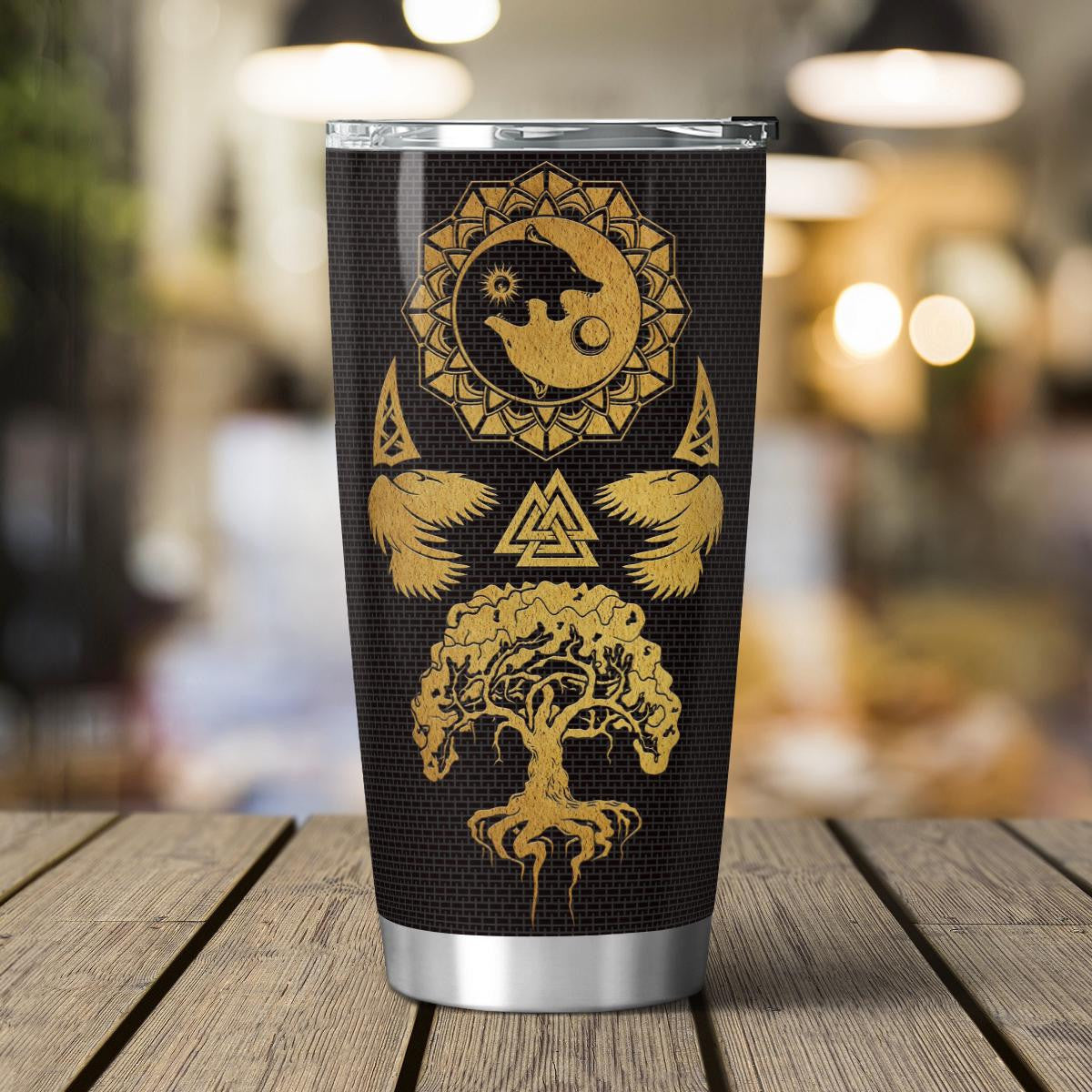 Viking Wolf Raven And Tree Of Life - Viking Tumbler - Myvikinggear Store