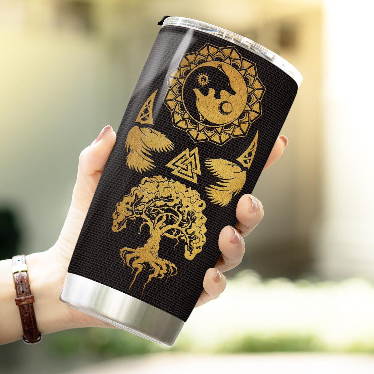 Viking Wolf Raven And Tree Of Life - Viking Tumbler - Myvikinggear Store