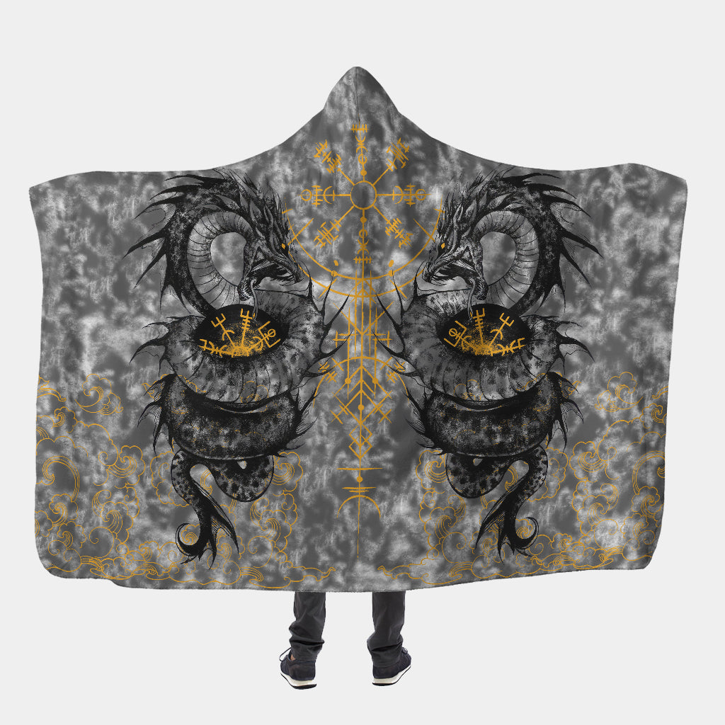 Golden Jormungandr - Viking Hooded Blanket