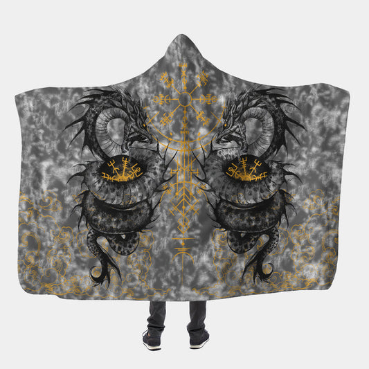 Golden Jormungandr - Viking Hooded Blanket