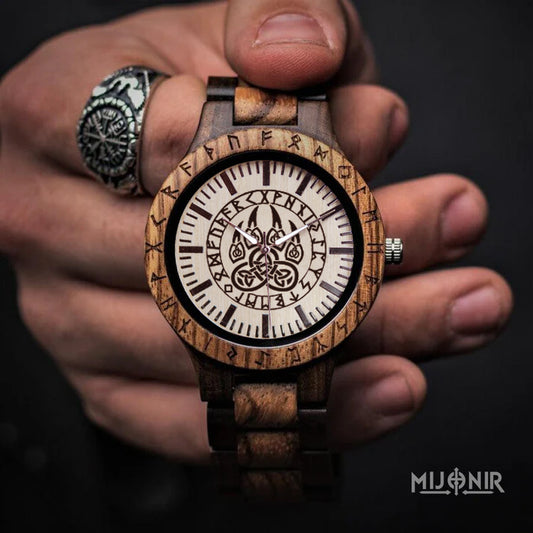 Viking Runic Wooden Watch