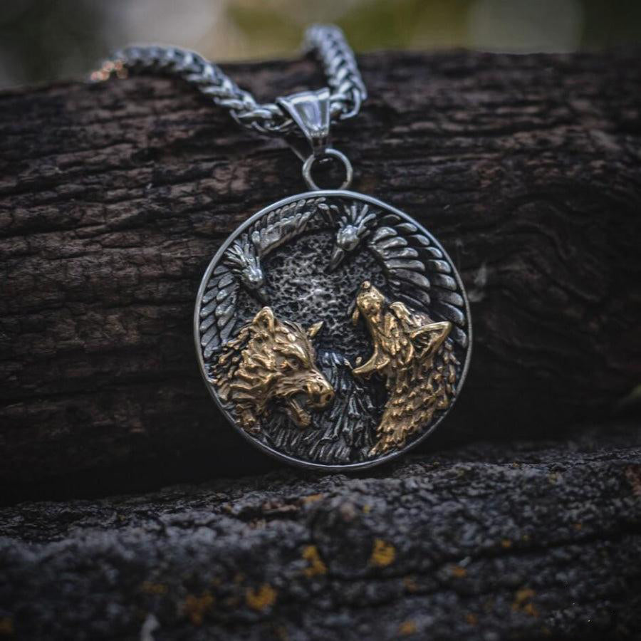 Odin's Wolves & Ravens Pendant