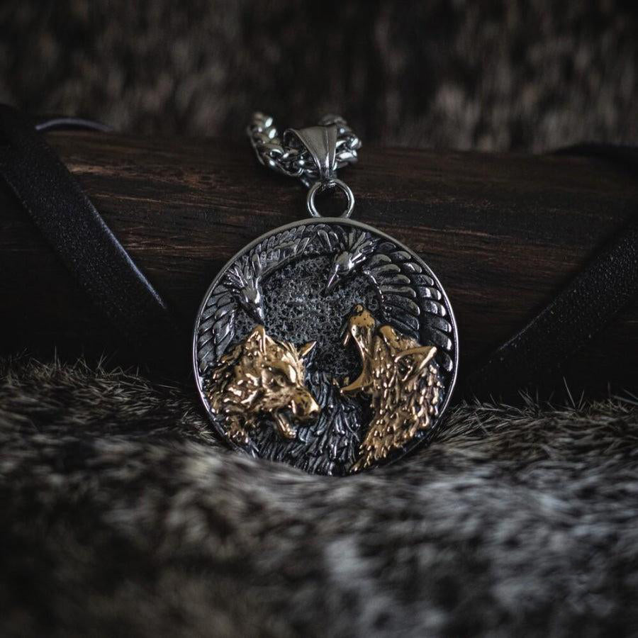 Odin's Wolves & Ravens Pendant