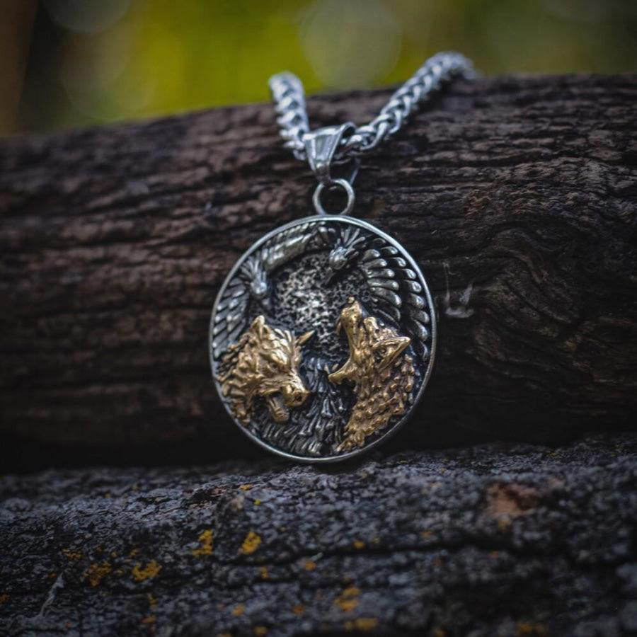 Odin's Wolves & Ravens Pendant