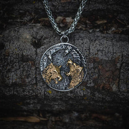 Odin's Wolves & Ravens Pendant