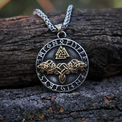 Odin's wolves Runic Necklace