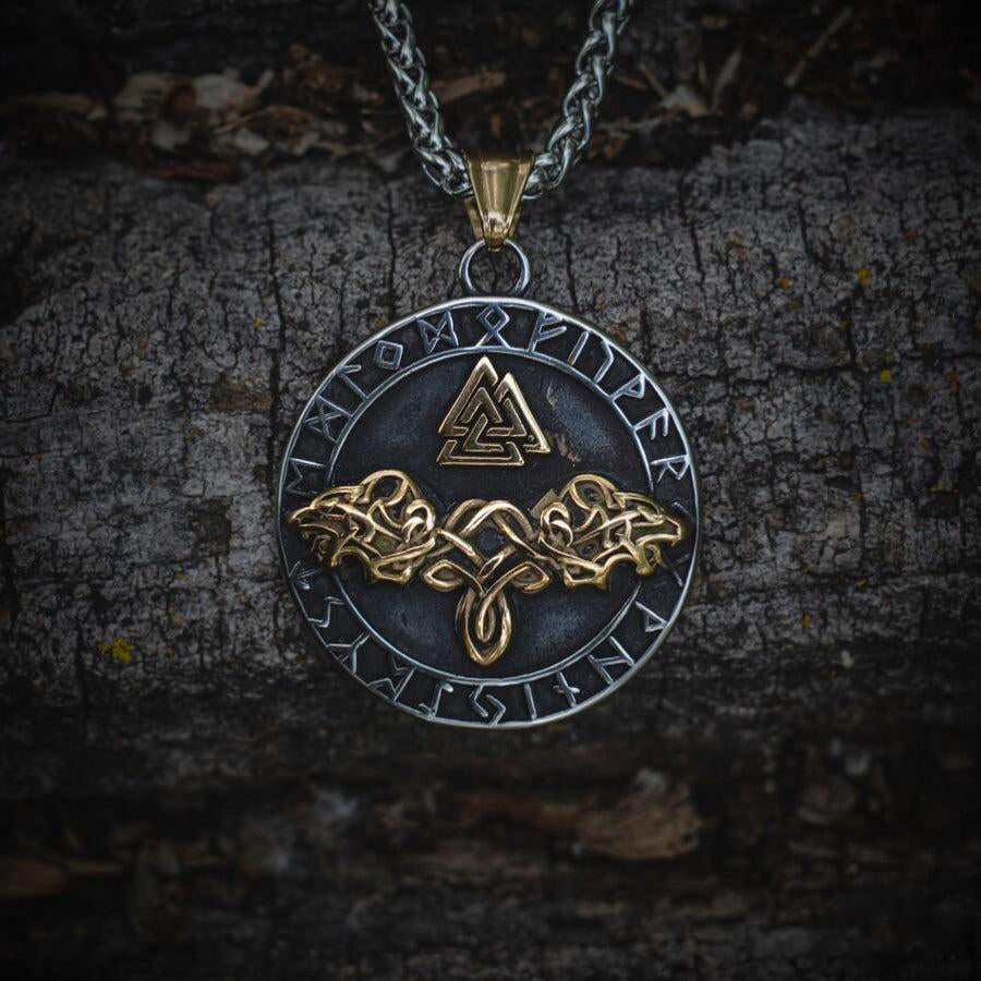 Odin's wolves Runic Necklace