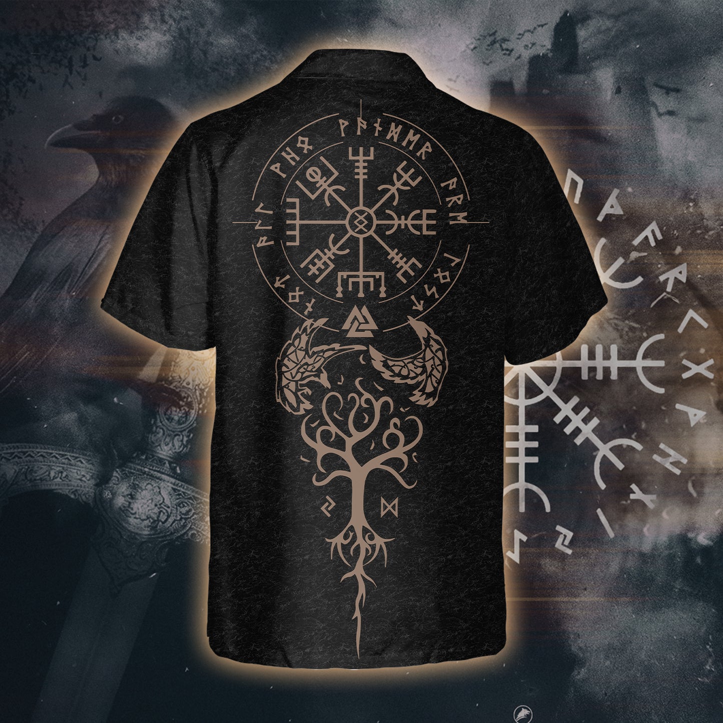 Norse Raven Line Art Viking Hawaii Shirt