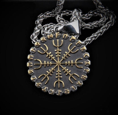 Vegvisir & Aegishjalmur 2 Sides Runic Necklace