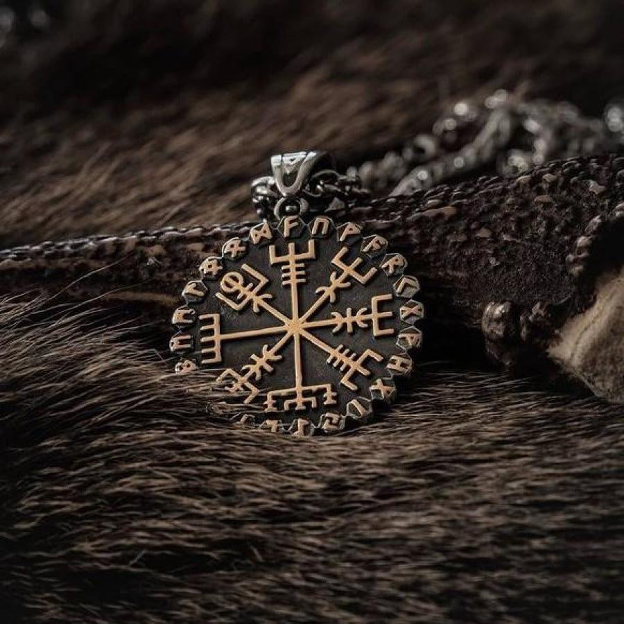 Vegvisir & Aegishjalmur 2 Sides Runic Necklace